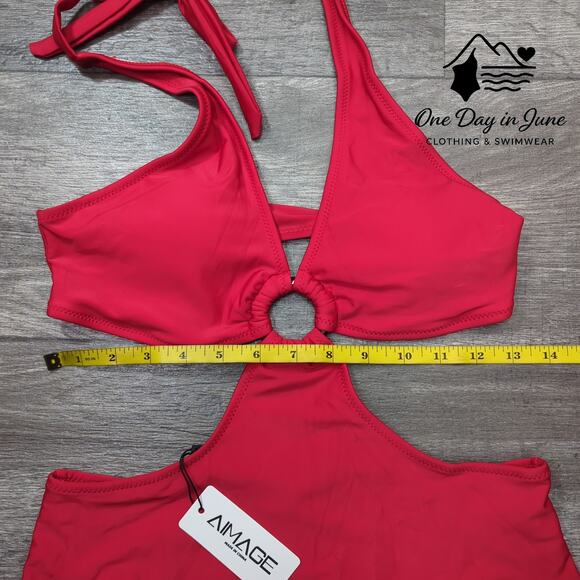 AImage Halter Cutout Ring One Piece Swimsuit Size M - Picture 3 of 5